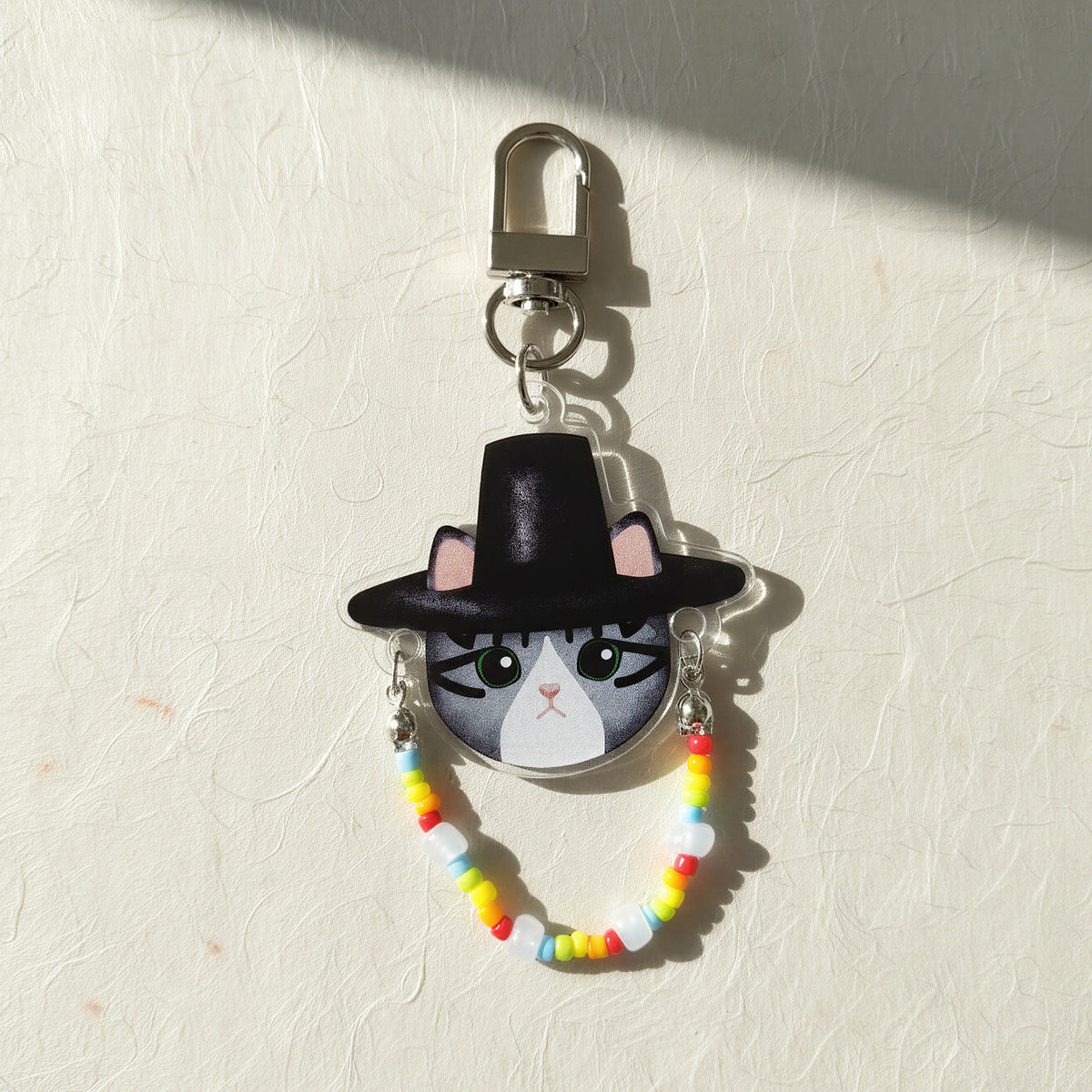 EINE BLUME - Porte Clés Chat portant un Gat Traditionnel Coréen