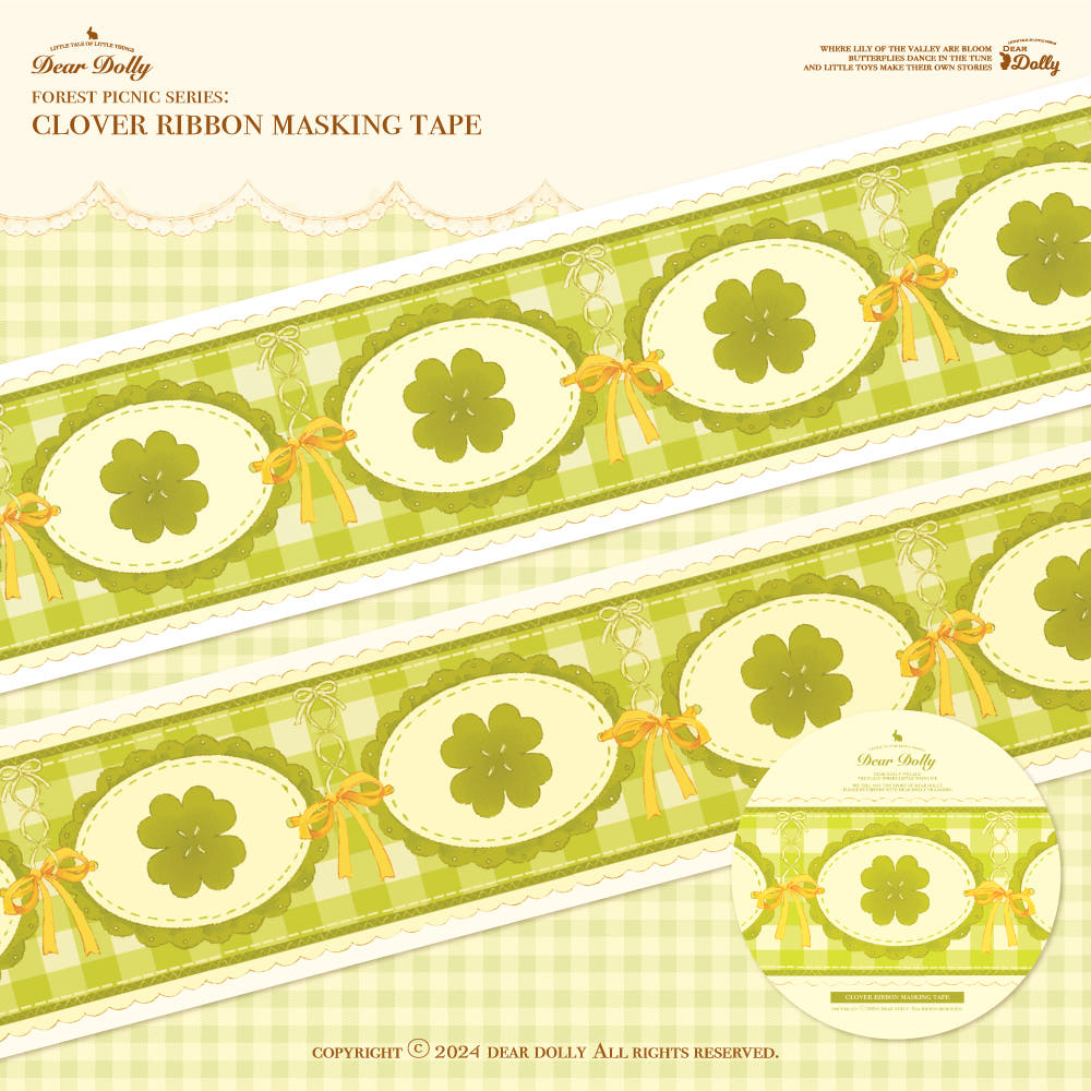 DEAR DOLLY - Masking Tape Nœud Trèfle à Quatre Feuilles