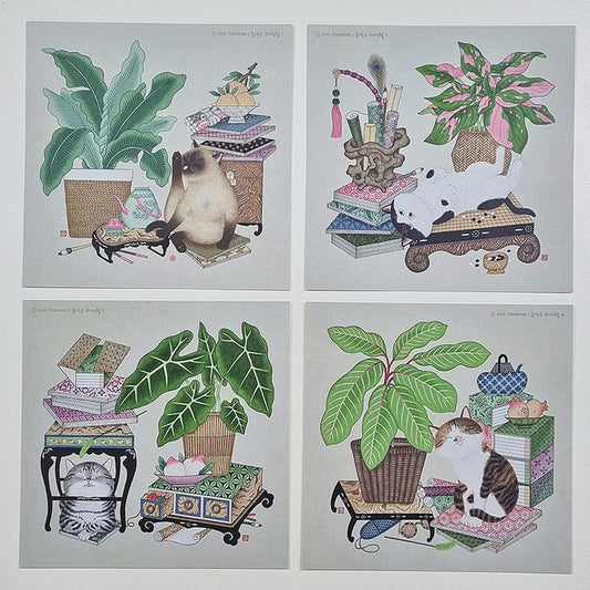 YOO JINHEE - Set de Cartes Postales Traditionnelles Chat Gobanggu1