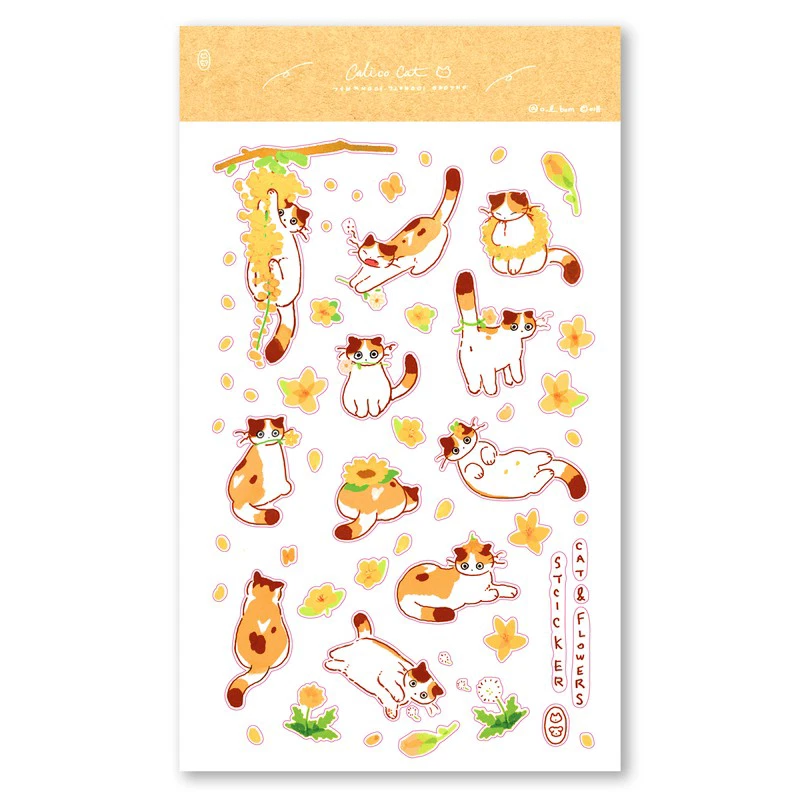 LEE BOM - Removable Cat & Flowers Sticker