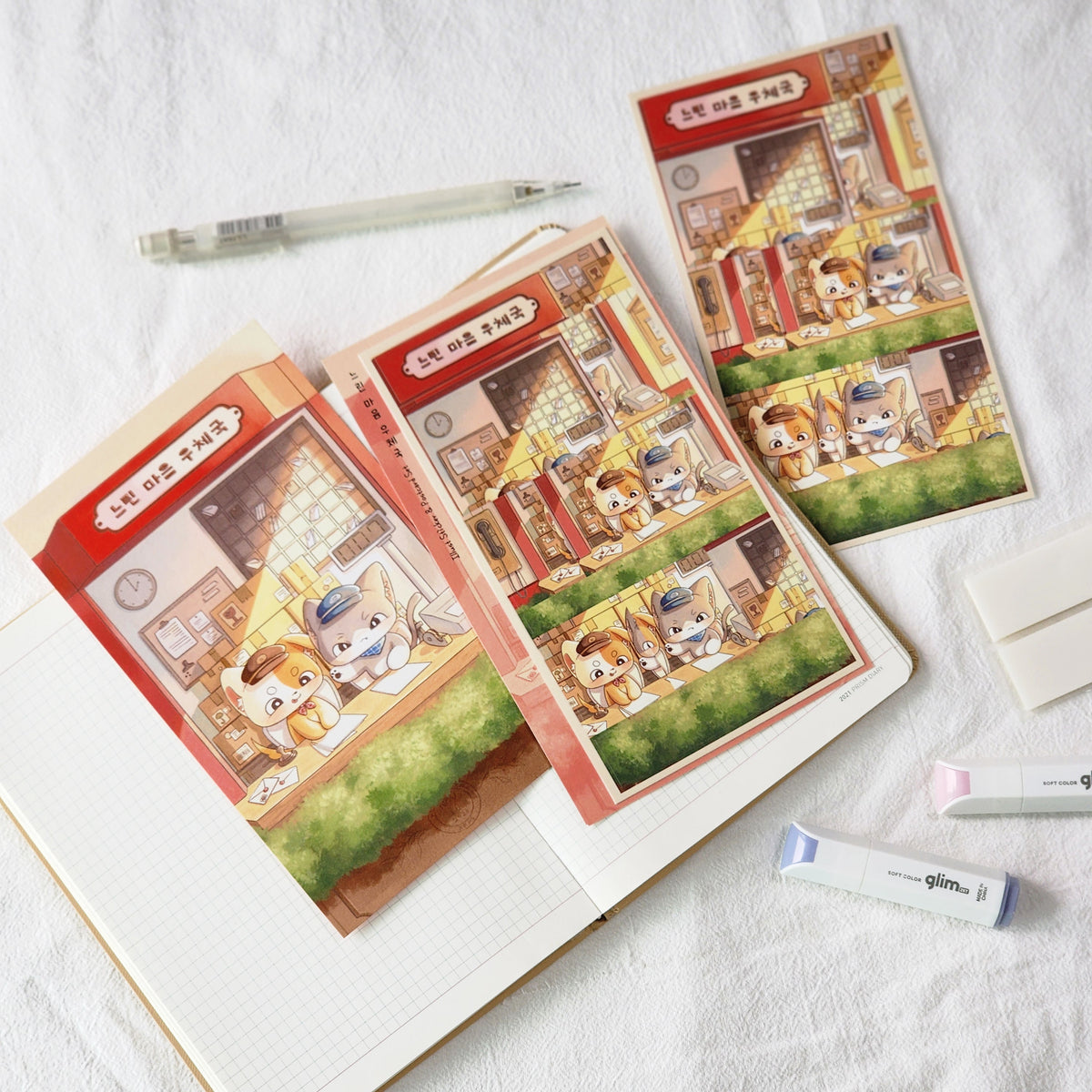 WINNY & MAO - Set de Sticker & Carte Postale La poste des Cœurs Patients