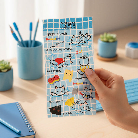 EINE BLUME - Sticker Chats Nageurs