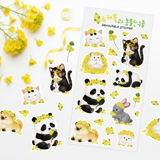 EINE BLUME - Sticker Les Fleurs de Colza et Les Amis Animaux