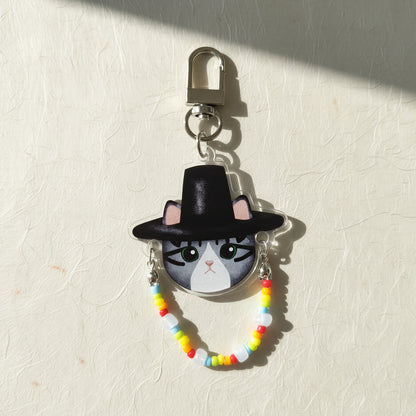 EINE BLUME - Porte Clés Chat portant un Gat Traditionnel Coréen