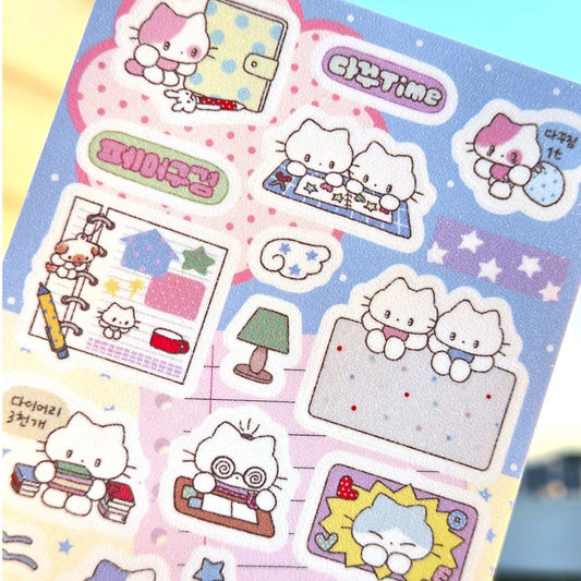 CATDABANG - Sticker Petits chats faisant du journaling