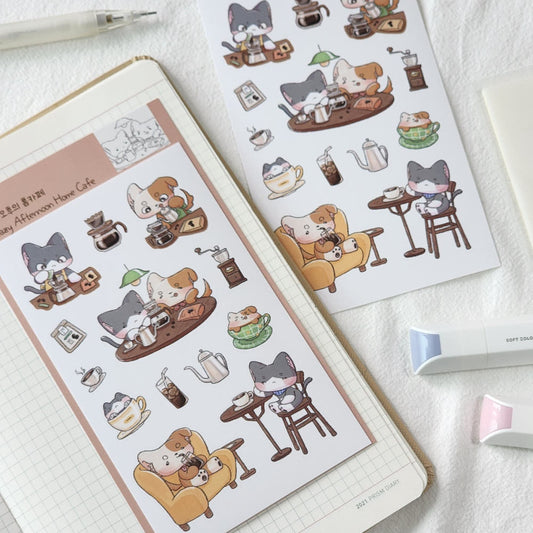 WINNY & MAO - Sticker Un Instant Café Pendant une Après-midi Paisible