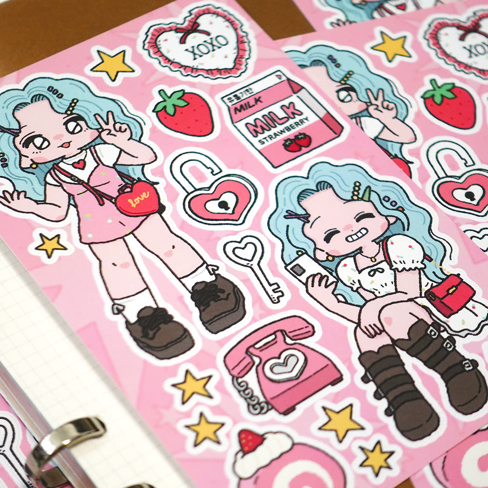 STUDIO FONDUE - Sticker Clip Club Love Strawberry