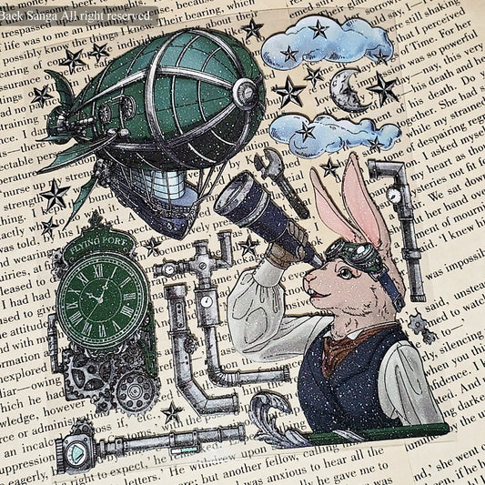 BAEK SANGA - Sticker Monsieur Lapin & L'Hydravion