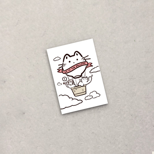 BLANK CAT -  Carte Postale Up in the balloon