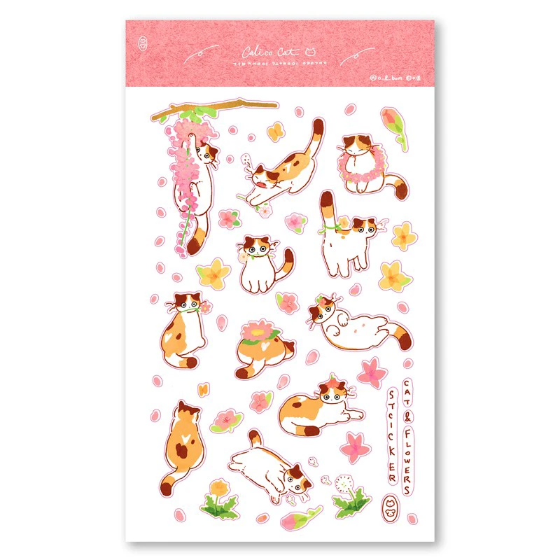 LEE BOM - Removable Cat & Flowers Sticker