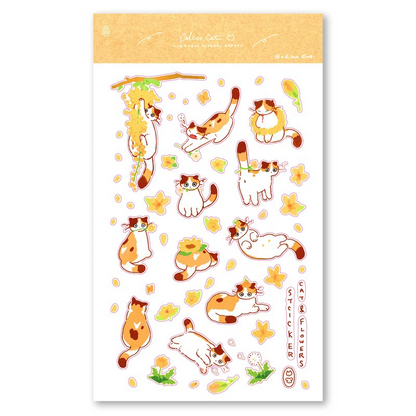 LEE BOM - Removable Cat & Flowers Sticker