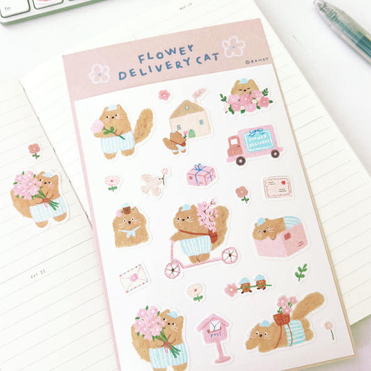 RAMZY - Sticker Chat Livreur de Fleurs