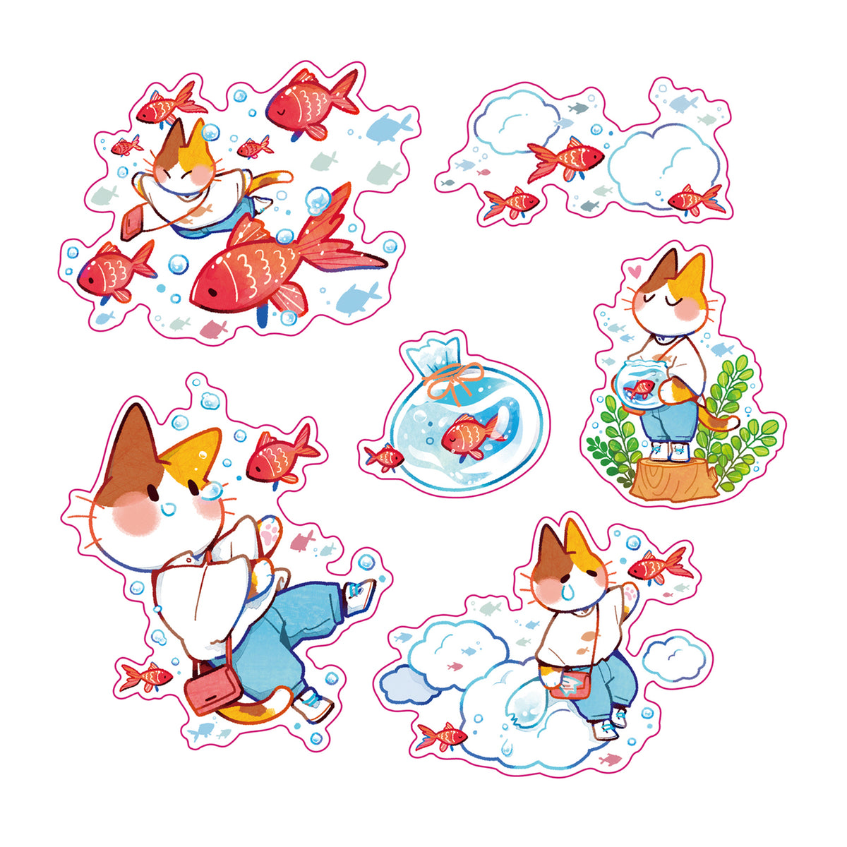 DAMJANG ALAE - Set de Stickers Bonjour Petits Poissons