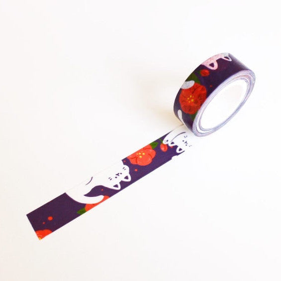 BS STORE - Masking Tape Chat Jouant dans les Fleurs