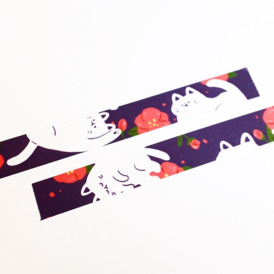 BS STORE - Masking Tape Chat Jouant dans les Fleurs