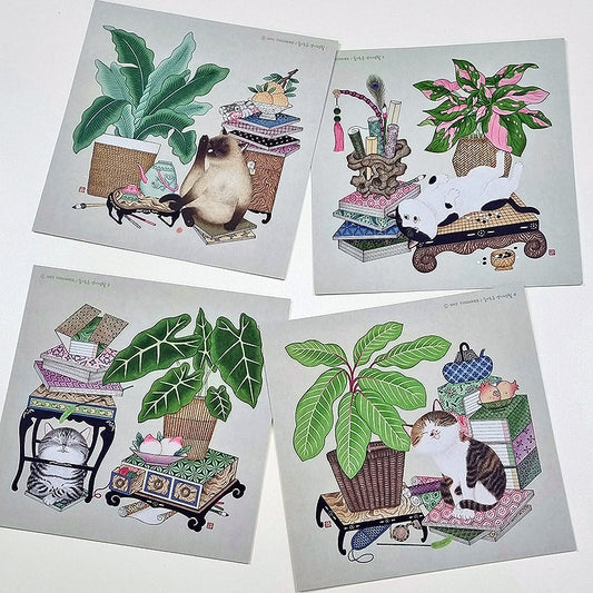 YOO JINHEE - Set de Cartes Postales Traditionnelles Chat Gobanggu1