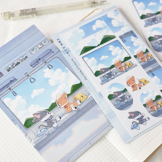 WINNY & MAO - Set de Sticker & Carte Postale Partons en Voyage !