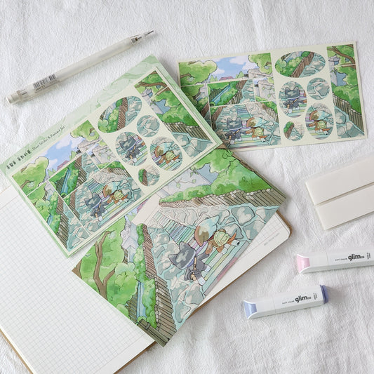 WINNY & MAO - Set de Sticker & Carte Postale Le Village des Contes de Songwol-dong ✨