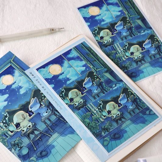 WINNY & MAO - Set de Sticker & Carte Postale La Fenêtre Où S’attarde Le Clair De Lune 🌙