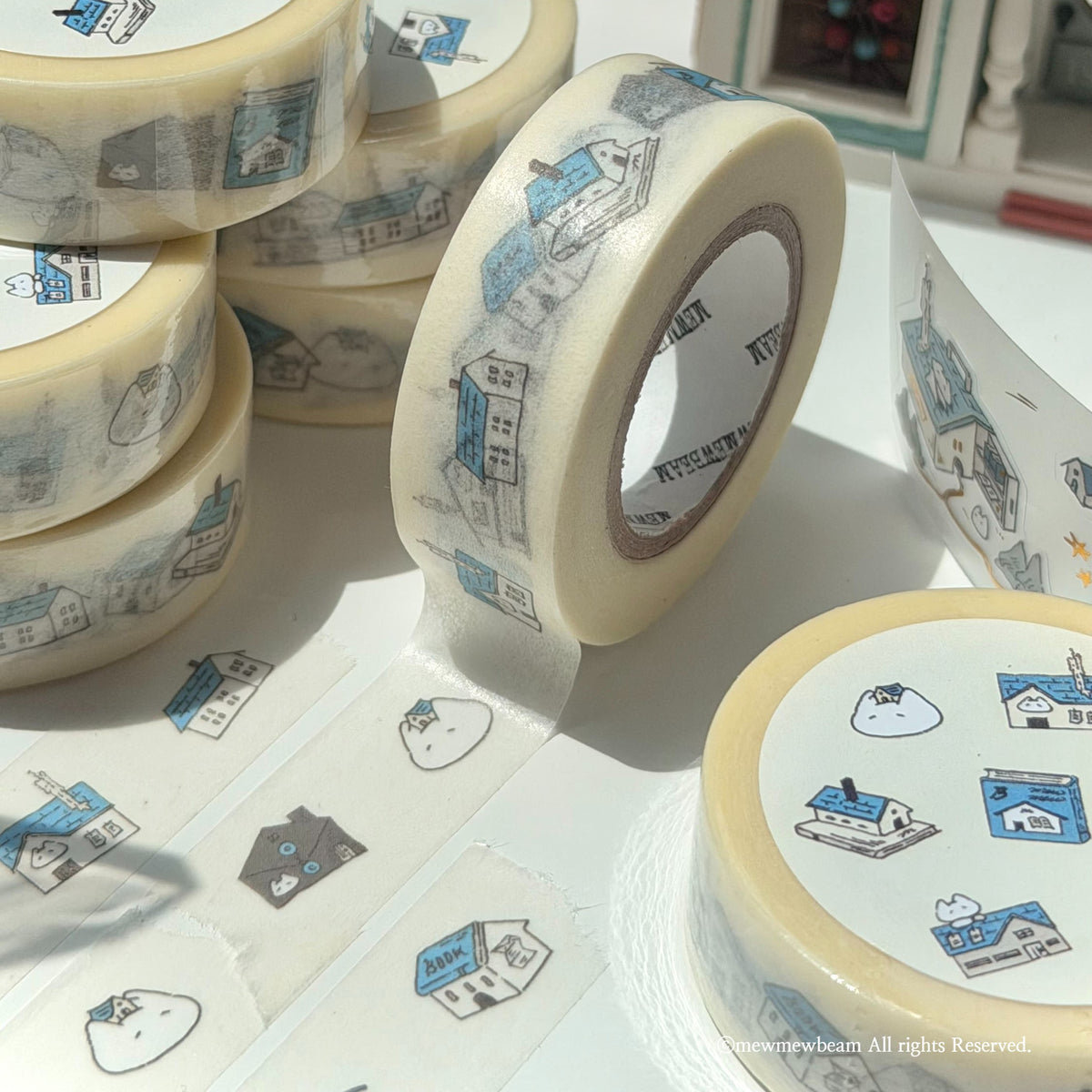 MEWMEWBEAM - Masking Tape Vintage Maison au Toit Bleu