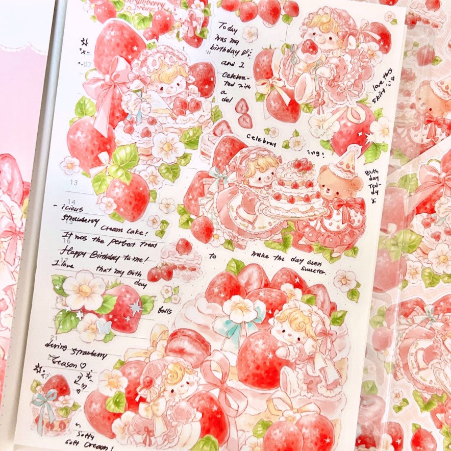 DEAR DOLLY - Sticker Nœud Fraise à la Crème