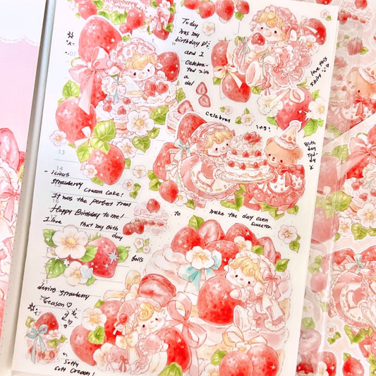 DEAR DOLLY - Sticker Nœud Fraise à la Crème