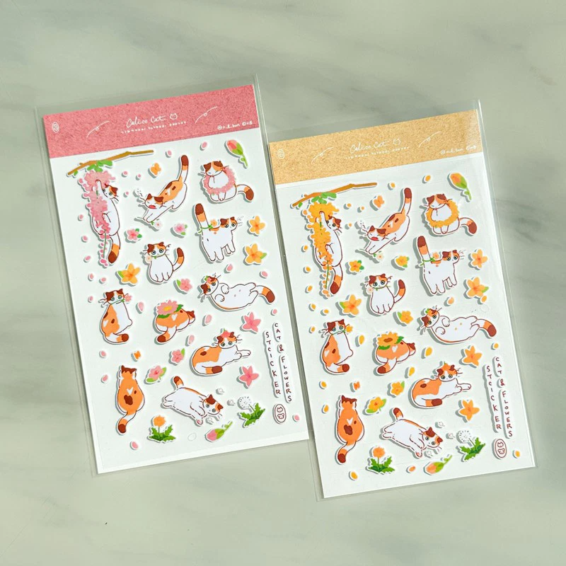 LEE BOM - Removable Cat & Flowers Sticker